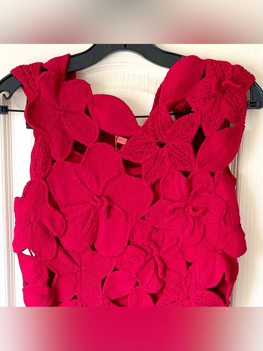 Cult Gaia Meira Knit Dress Floral Appliqué Merlot Small NWT - Picture 4 of 8